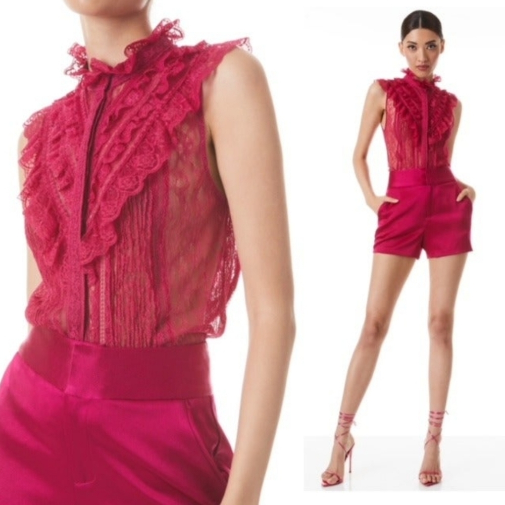New Alice + Olivia Rheba Sleeveless Lace Top - Picture 2 of 10